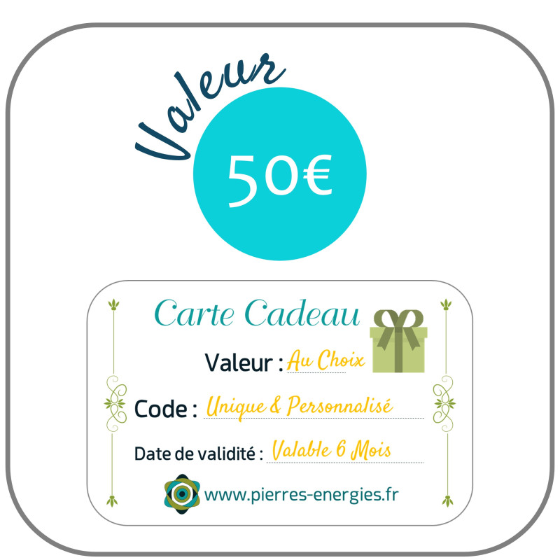 Carte Cadeau Virtuelle Pierres Energies Valeur 50€