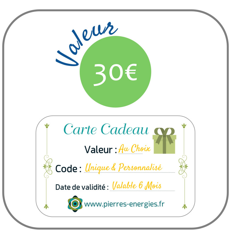 Carte Cadeau Virtuelle Pierres Energies Valeur 30€