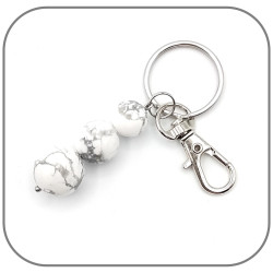 Porte clés Howlite Pierre naturelle 10/12/14mm