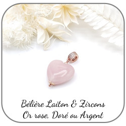 Pendentif Cœur Quartz rose Pierre naturelle 20mm Monture au choix