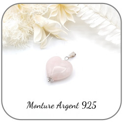Pendentif Cœur Quartz rose Pierre naturelle 20mm Monture au choix