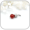 Pendentif Pierre naturelle ronde 10 mm Acier argent Perle au choix