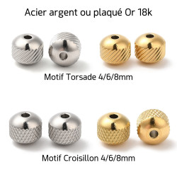 Pendentif Pierre naturelle ronde 10 mm Acier argent Perle au choix