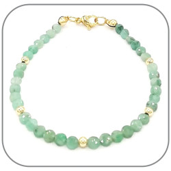 Bracelet Emeraude Pierre semi-précieuse | Monture acier doré, argent ou or rose