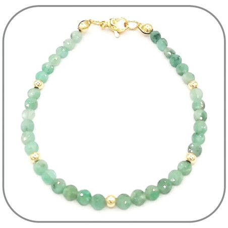 Bracelet Emeraude Pierre semi-précieuse | Monture acier doré, argent ou or rose