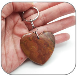 2en1 Porte clés & Pendentif Pierre naturelle Jaspe polychrome