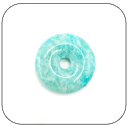 Pendentif Argent 925 Décor Zen Zircon Donut Pierre naturelle 30mm
