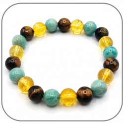 Bracelet Protection et Optimisme Pierre naturelle Amazonite, Citrine, Œil de tigre 6-8-10mm