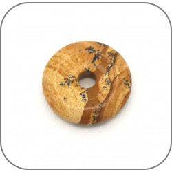 Pendentif Donut en pierre naturelle Jaspe Paysage - Pierre de soutien et de créativité
